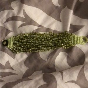Green mesh and bead bracelet